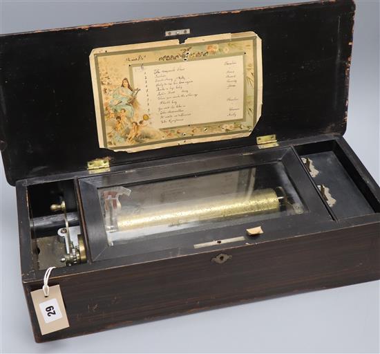 A 19th century Swiss 12 Air musical box in rosewood case with chromolithographed tune sheet W.50cm